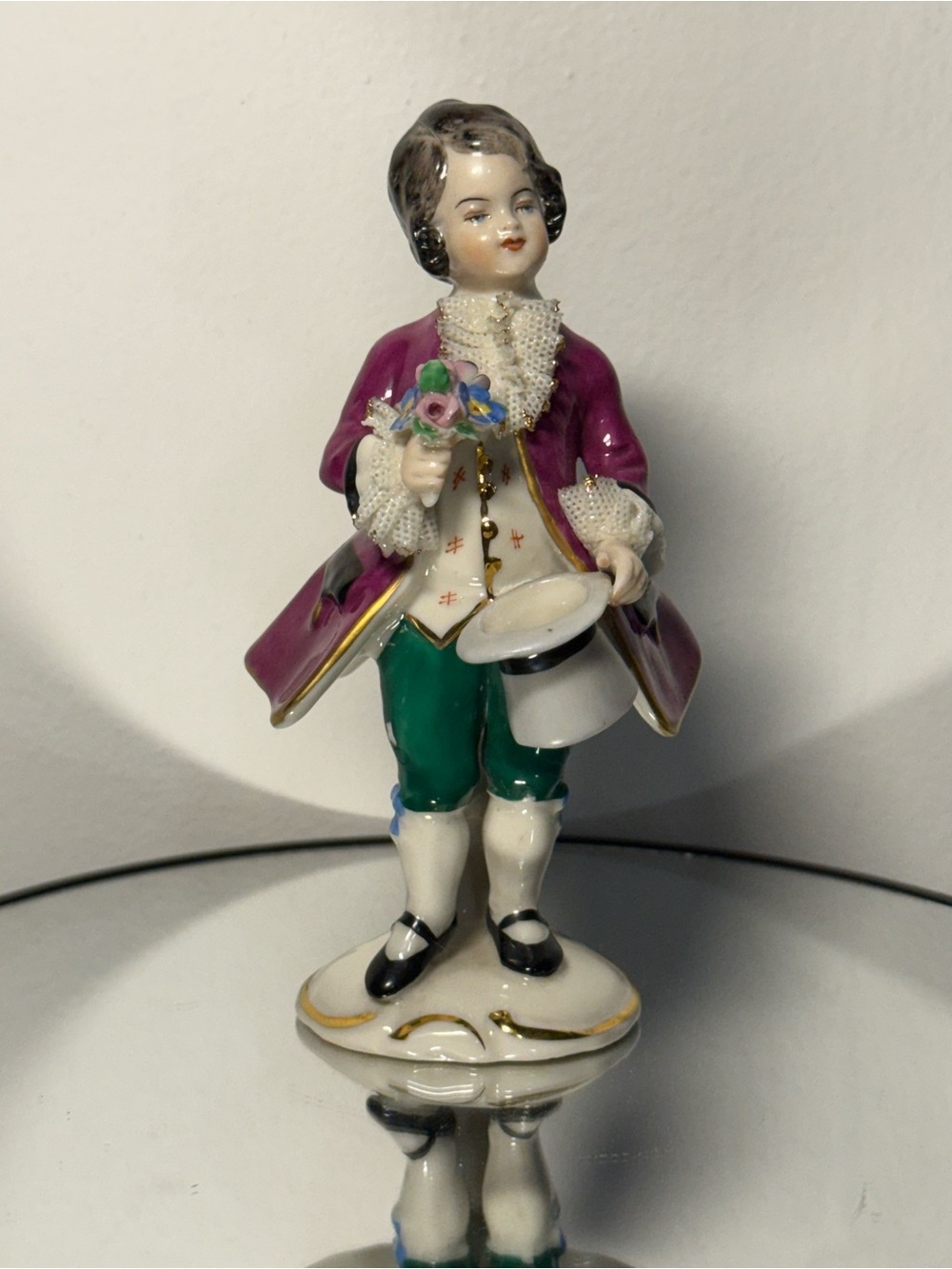 Vintage Dresden Art Hand Painted Porcelain Gentleman Figurine Made in Germany